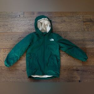 The North Face Forest Green Hooded Jacket with White Logo